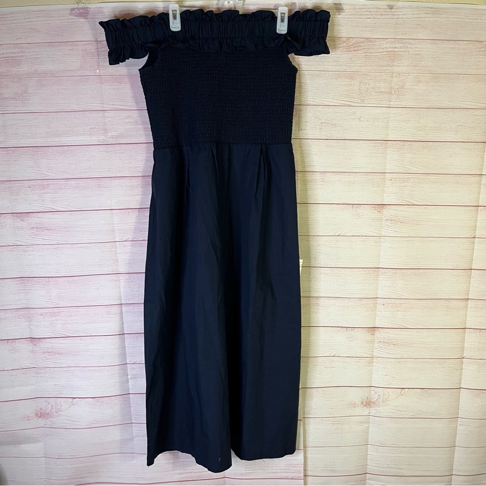 ELIZA J 100% Cotton Smocked Off Shoulder Wide Leg Jumpsuit Size 16